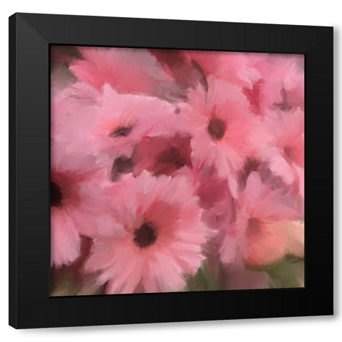Pink Flowers Black Modern Wood Framed Art Print with Double Matting by Meneely, Dan