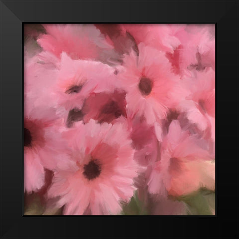 Pink Flowers Black Modern Wood Framed Art Print by Meneely, Dan