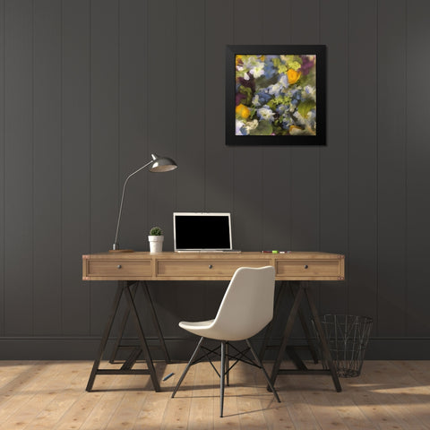 Muted Garden Flowers Black Modern Wood Framed Art Print by Meneely, Dan