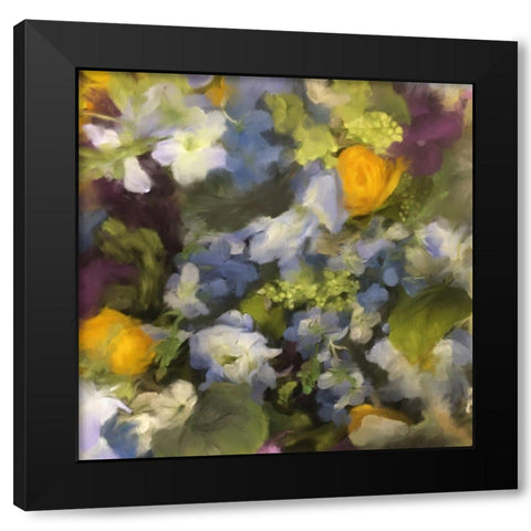 Muted Garden Flowers Black Modern Wood Framed Art Print by Meneely, Dan