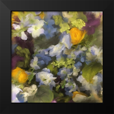 Muted Garden Flowers Black Modern Wood Framed Art Print by Meneely, Dan
