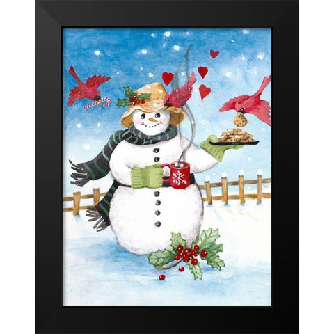 Festive Snowman I Black Modern Wood Framed Art Print by Loreth, Lanie