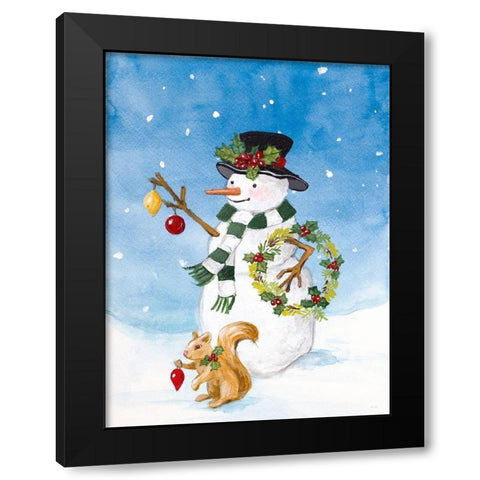 Festive Snowman II Black Modern Wood Framed Art Print by Loreth, Lanie