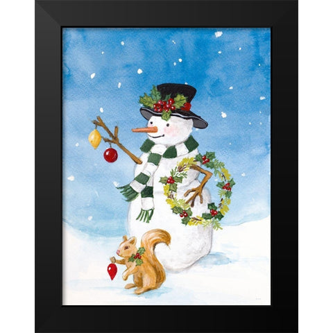 Festive Snowman II Black Modern Wood Framed Art Print by Loreth, Lanie