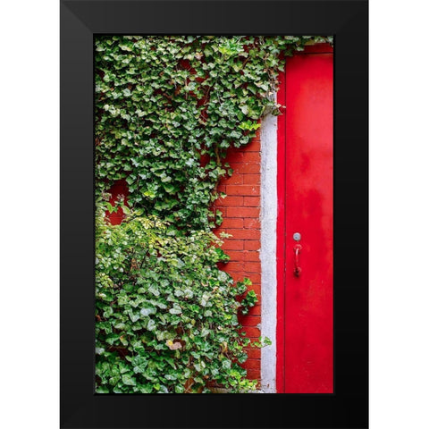 Red Garden Door Black Modern Wood Framed Art Print by Bill Carson Photography