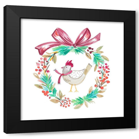 Holiday Bird Wreath I Black Modern Wood Framed Art Print by Del Sol, Ani