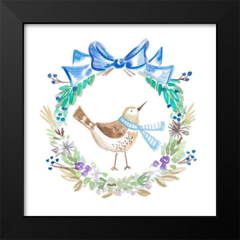 Holiday Bird Wreath II Black Modern Wood Framed Art Print by Del Sol, Ani