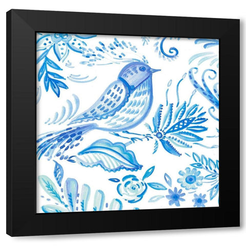Birds in Blue I Black Modern Wood Framed Art Print by Del Sol, Ani