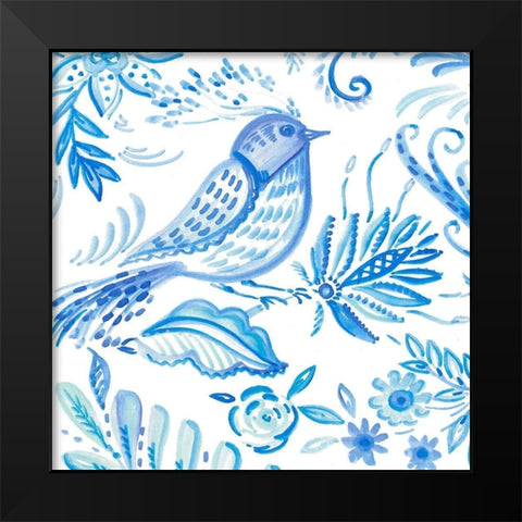 Birds in Blue I Black Modern Wood Framed Art Print by Del Sol, Ani