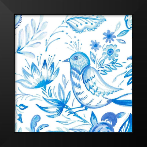 Birds in Blue II Black Modern Wood Framed Art Print by Del Sol, Ani