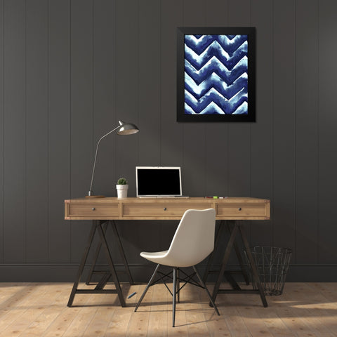 Shibori Zig Zag Black Modern Wood Framed Art Print by Medley, Elizabeth