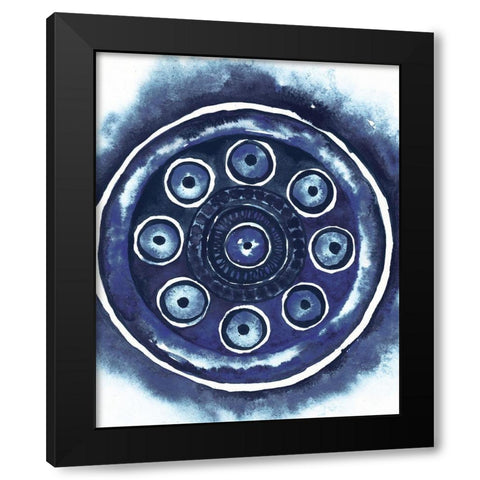 Shibori Circle I Black Modern Wood Framed Art Print by Medley, Elizabeth