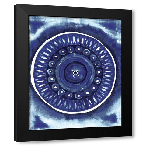 Shibori Circle II Black Modern Wood Framed Art Print by Medley, Elizabeth