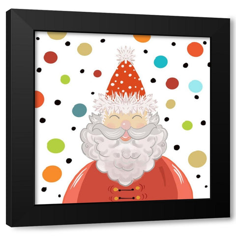Excited Santa with Dots Black Modern Wood Framed Art Print by Del Sol, Ani