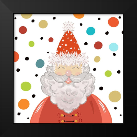 Excited Santa with Dots Black Modern Wood Framed Art Print by Del Sol, Ani