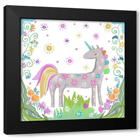 Unicorn Forest II Black Modern Wood Framed Art Print by Del Sol, Ani