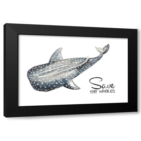 Save The Whales Black Modern Wood Framed Art Print with Double Matting by Pinto, Patricia