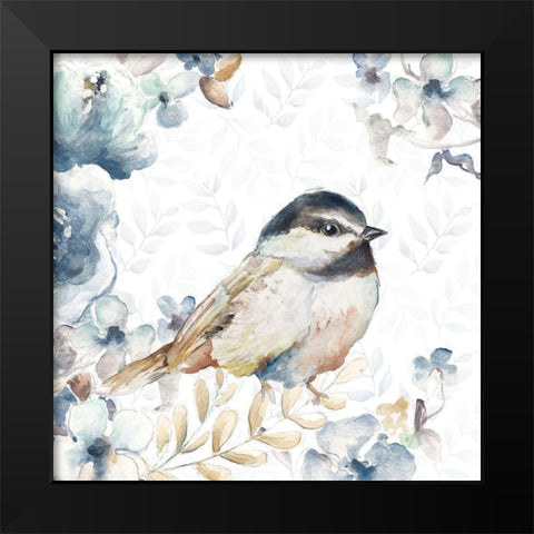 Bird on Wildflowers I Black Modern Wood Framed Art Print by Pinto, Patricia