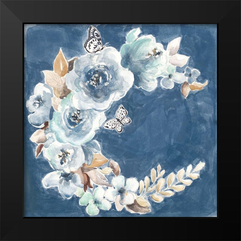 Wild Beauty Wreath Black Modern Wood Framed Art Print by Pinto, Patricia