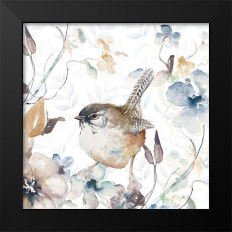 Bird on Wildflowers II Black Modern Wood Framed Art Print by Pinto, Patricia