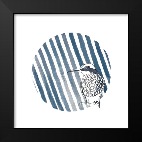 Indigo Bird Circle Black Modern Wood Framed Art Print by Pinto, Patricia