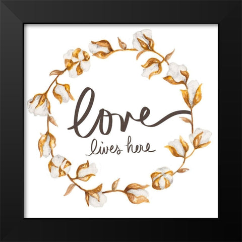 Love Lives Here Black Modern Wood Framed Art Print by Gaynor, Janice