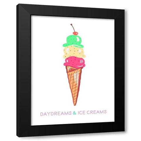 Daydreams and Ice Creams Black Modern Wood Framed Art Print with Double Matting by Del Sol, Ani