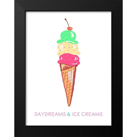Daydreams and Ice Creams Black Modern Wood Framed Art Print by Del Sol, Ani