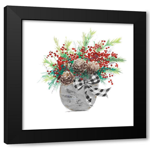 Holiday Flowers I Black Modern Wood Framed Art Print by Pinto, Patricia