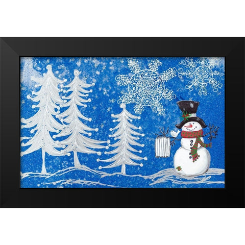 Snowmans Christmas Black Modern Wood Framed Art Print by Ritter, Gina