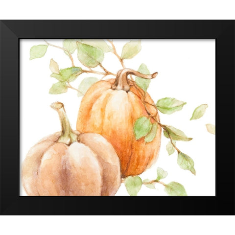 Fall Vines and Two Pumpkins Black Modern Wood Framed Art Print by Loreth, Lanie