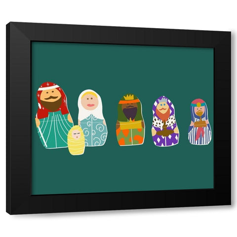 Nativity Matryoshka Dolls Black Modern Wood Framed Art Print with Double Matting by Bucheli, Jen