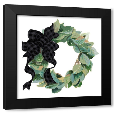 Farmhouse Wreath Black Modern Wood Framed Art Print by Pinto, Patricia