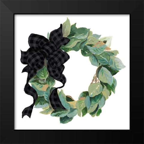 Farmhouse Wreath Black Modern Wood Framed Art Print by Pinto, Patricia