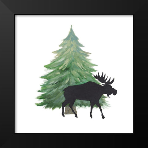 Farmhouse Christmas Moose Black Modern Wood Framed Art Print by Pinto, Patricia