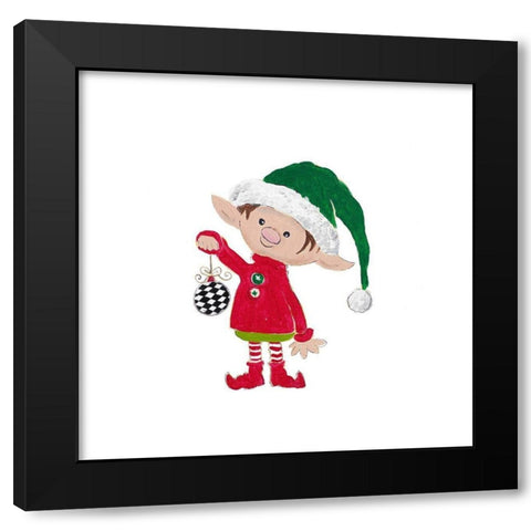 Christmas Elf Black Modern Wood Framed Art Print by Pinto, Patricia
