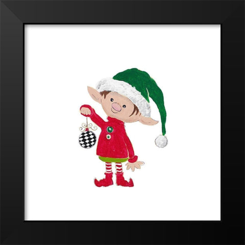 Christmas Elf Black Modern Wood Framed Art Print by Pinto, Patricia