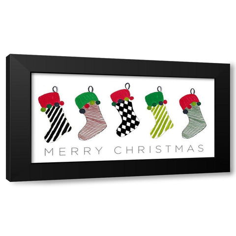 Christmas Stockings Black Modern Wood Framed Art Print by Pinto, Patricia