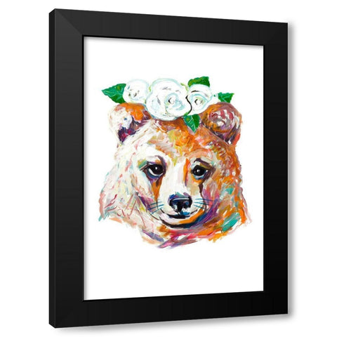 Bear with Flower Crown Black Modern Wood Framed Art Print with Double Matting by Beauchamp, Andy