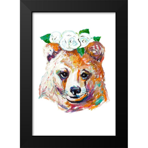Bear with Flower Crown Black Modern Wood Framed Art Print by Beauchamp, Andy