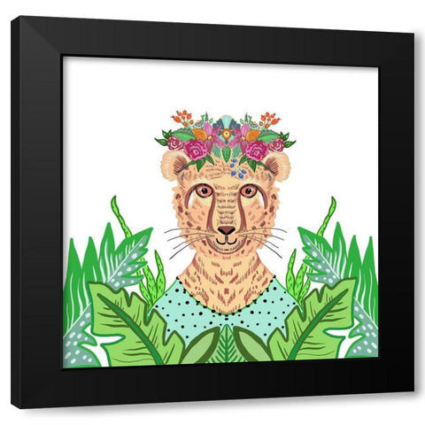 Girly Cheetah Black Modern Wood Framed Art Print with Double Matting by Del Sol, Ani