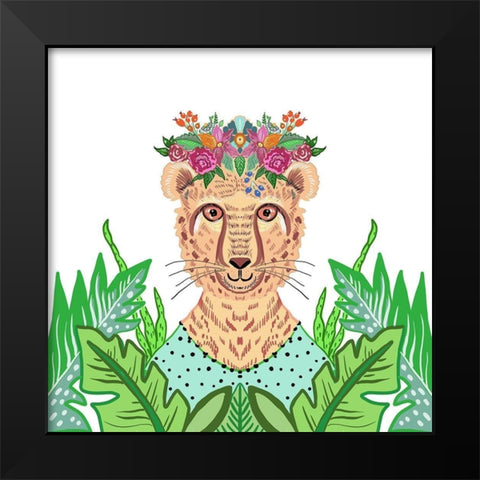 Girly Cheetah Black Modern Wood Framed Art Print by Del Sol, Ani