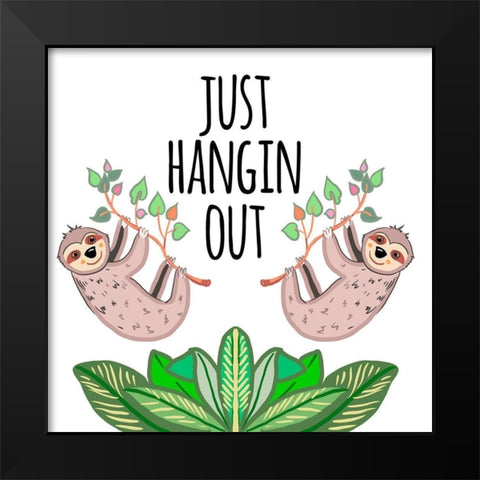 Hangin Out Sloth Black Modern Wood Framed Art Print by Del Sol, Ani