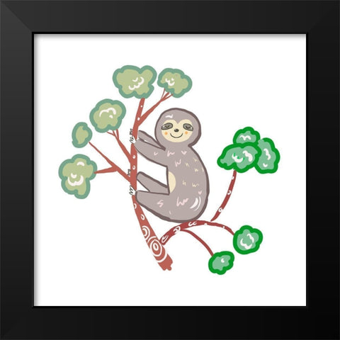 Smiling Sloth Black Modern Wood Framed Art Print by Del Sol, Ani