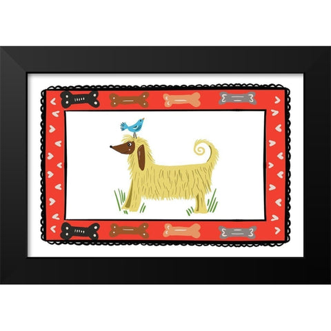 Dog with a Bird Friend Black Modern Wood Framed Art Print by Del Sol, Ani