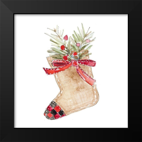 Burlap Stocking Ornament I Black Modern Wood Framed Art Print by Loreth, Lanie