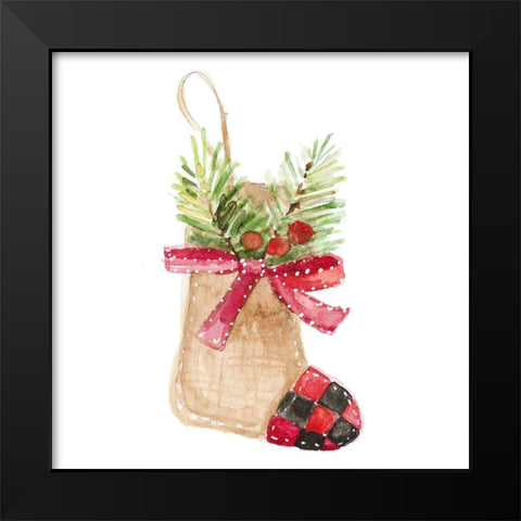Burlap Stocking Ornament II Black Modern Wood Framed Art Print by Loreth, Lanie