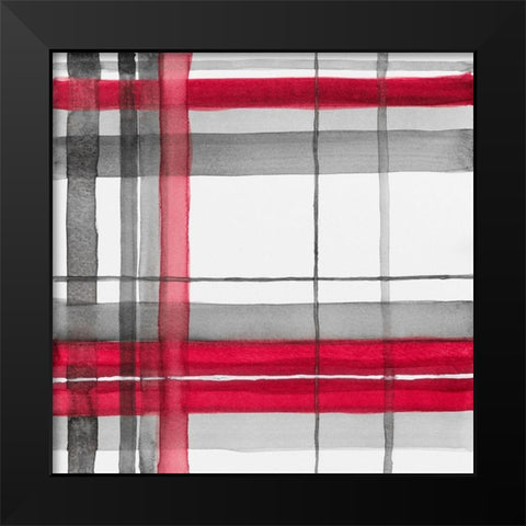 Red Plaid I Black Modern Wood Framed Art Print by Loreth, Lanie