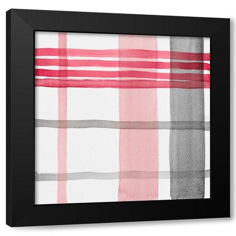 Red Plaid II Black Modern Wood Framed Art Print by Loreth, Lanie