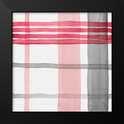 Red Plaid II Black Modern Wood Framed Art Print by Loreth, Lanie